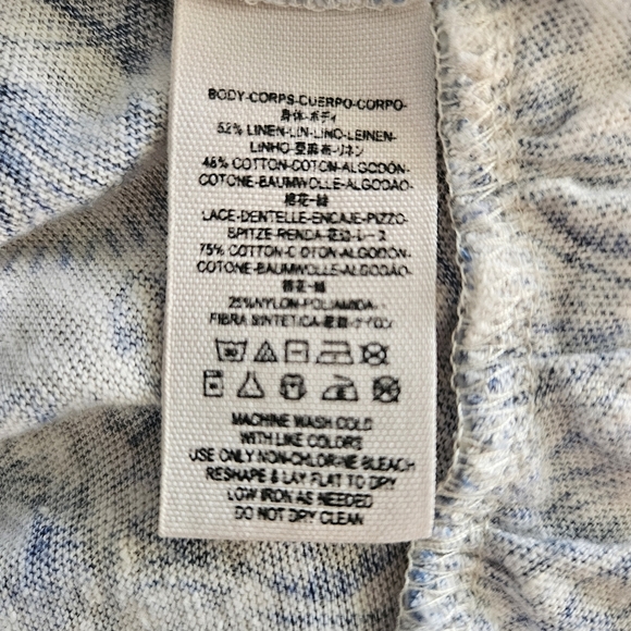 Free People Linen Cotton Blend Floral Lace Tank Blue White Size XS - Picture 3 of 7